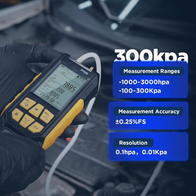 Autool Manometer Gas Pressure Tester -100 to 300Kpa Digital Fieldpiece Manometer HVAC 11 Units, Data Lock & Storage with Magnetic Back, Backlit Display - Image 3